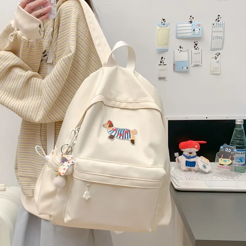 Single Warehouse Composite Cloth Backpack Unisex White/Blue/Black/Green-4