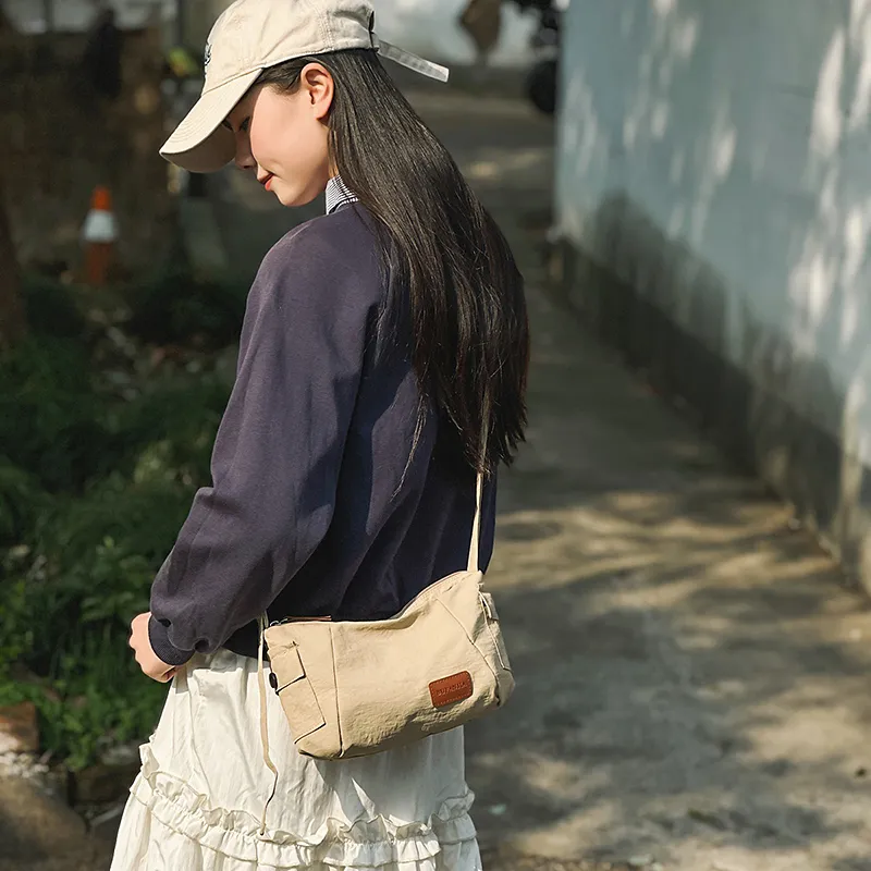 Single Warehouse Nylon Shoulder Bag Regular Unisex White/Green/Khaki/Black-9