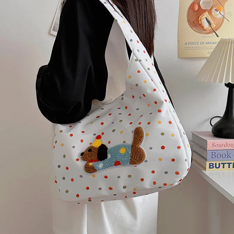 Single Warehouse Polyester Shoulder Bag Regular Women's White/Ecru/Black-1