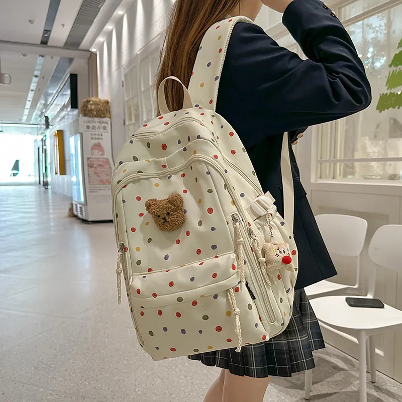 Single Warehouse Nylon Backpack Women's Polka Dot/Rose/Print-7