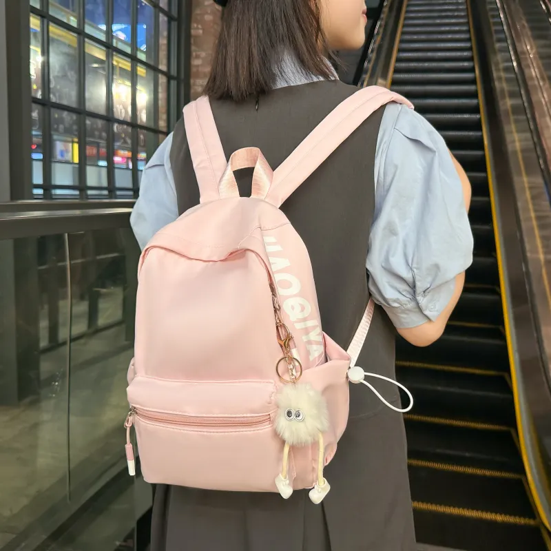 Single Warehouse Nylon Backpack Large Size Unisex Green/White/Black/Yellow/Pink-14