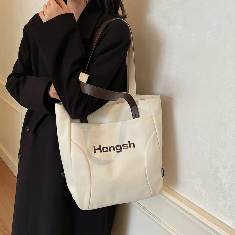 Single Warehouse Fabric Handheld Shoulder Bag Regular Women's White/Khaki/Dark Tea-5