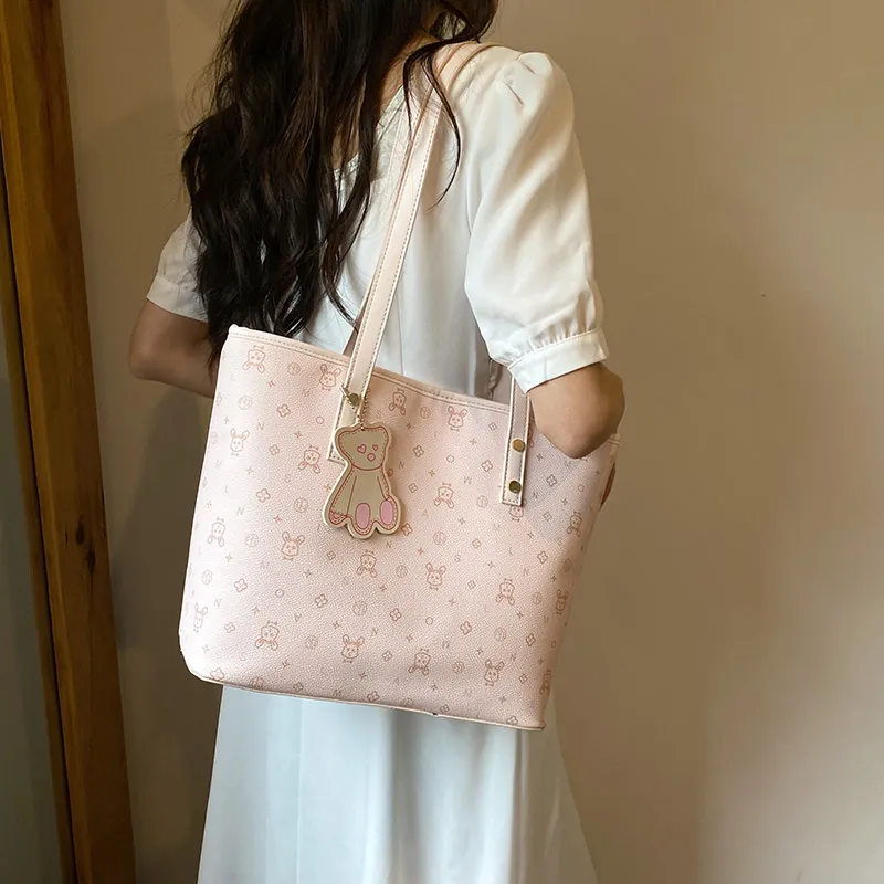 Single Warehouse PU Shoulder Bag Regular Women's White/Pink/Blue-11