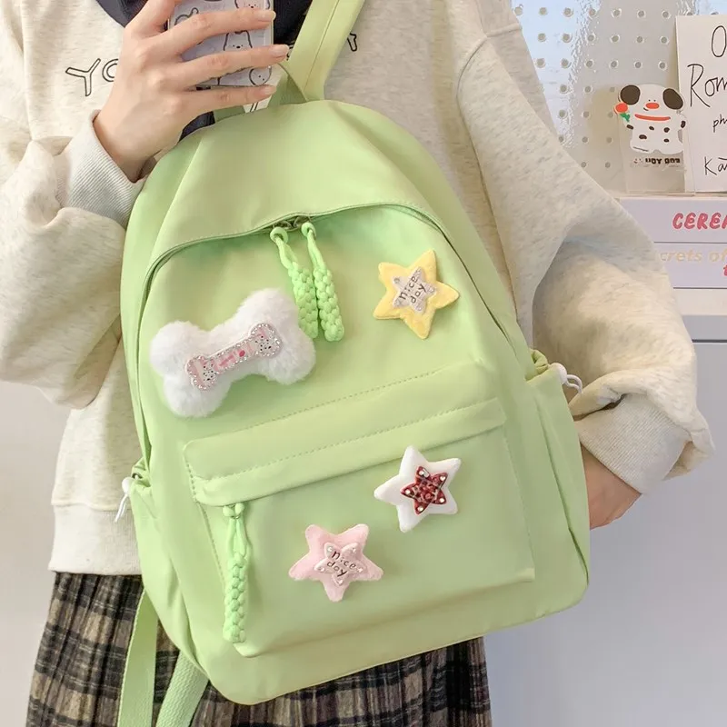 Single Warehouse Composite Cloth Backpack Women's Ecru/Pink/Yellow/Green/Black-23