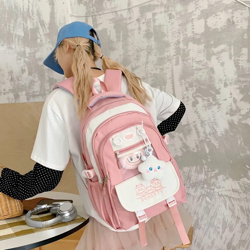 Single Warehouse Nylon Fabric Backpack Regular Women's Pink/Blue/Black/Green/Yellow-3