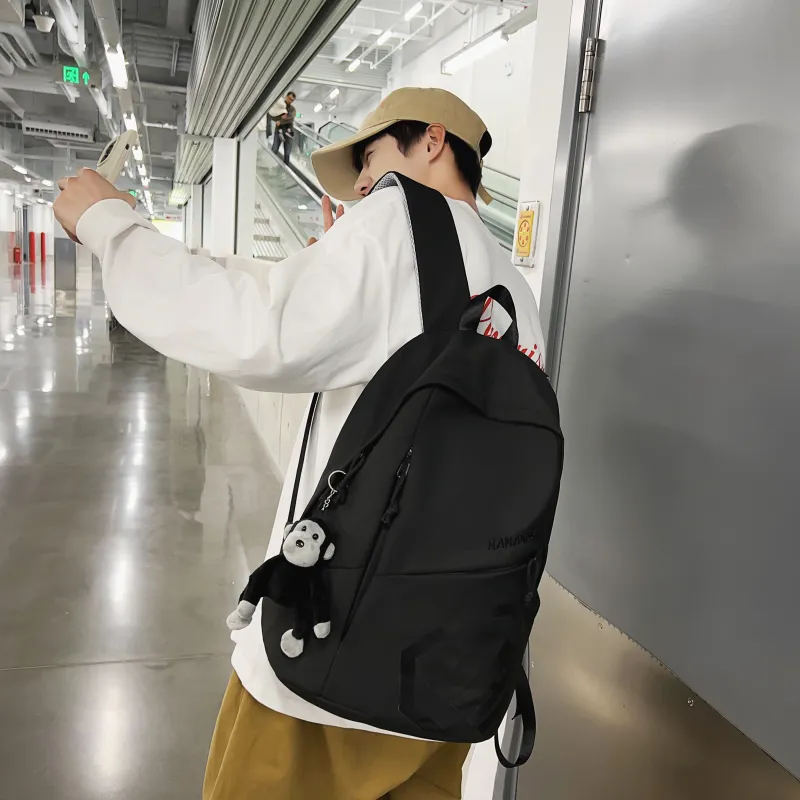 Single Warehouse Nylon Backpack Unisex Gray/Khaki/Blue/Red-24
