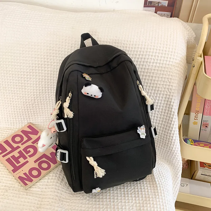 Single Warehouse Nylon Backpack Unisex White/Pink/Blue/Green/Black-23