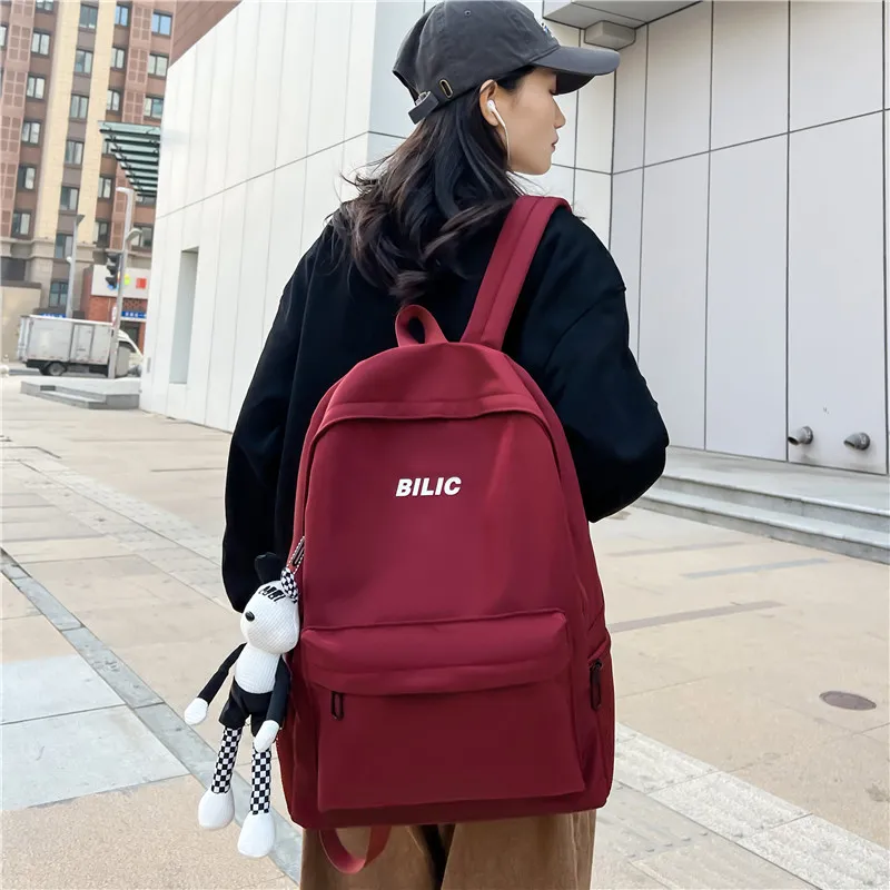 Single Warehouse Composite Cloth Backpack Regular Unisex Gray/Black/Burgundy/Ecru-4