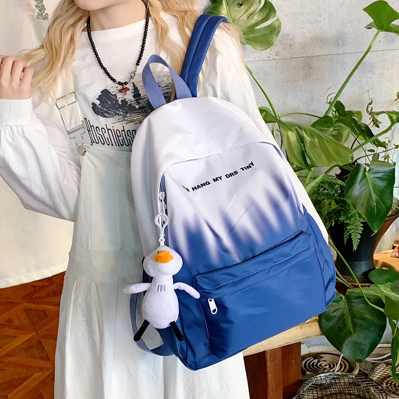 Single Warehouse Nylon Fabric Backpack Regular Unisex Pink/Green/Dark Blue/Light Blue-21