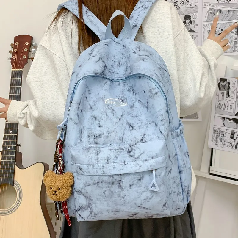 Single Warehouse Nylon Backpack Unisex White/Red/Blue/Black-15