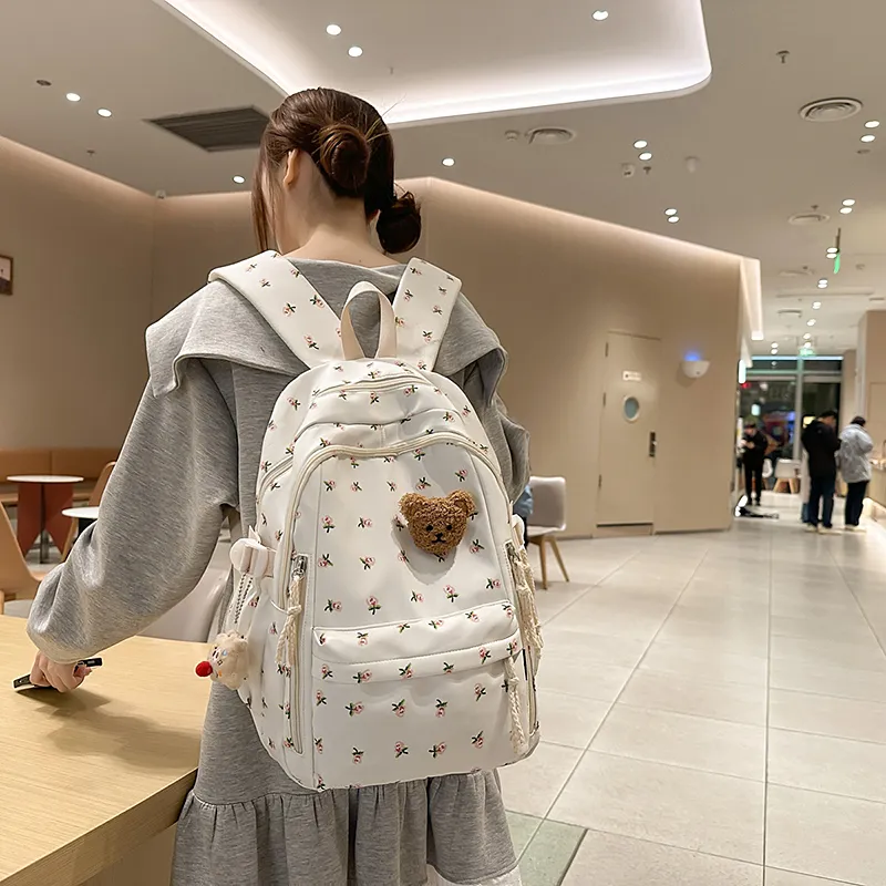 Single Warehouse Nylon Backpack Women's Polka Dot/Rose/Print-12