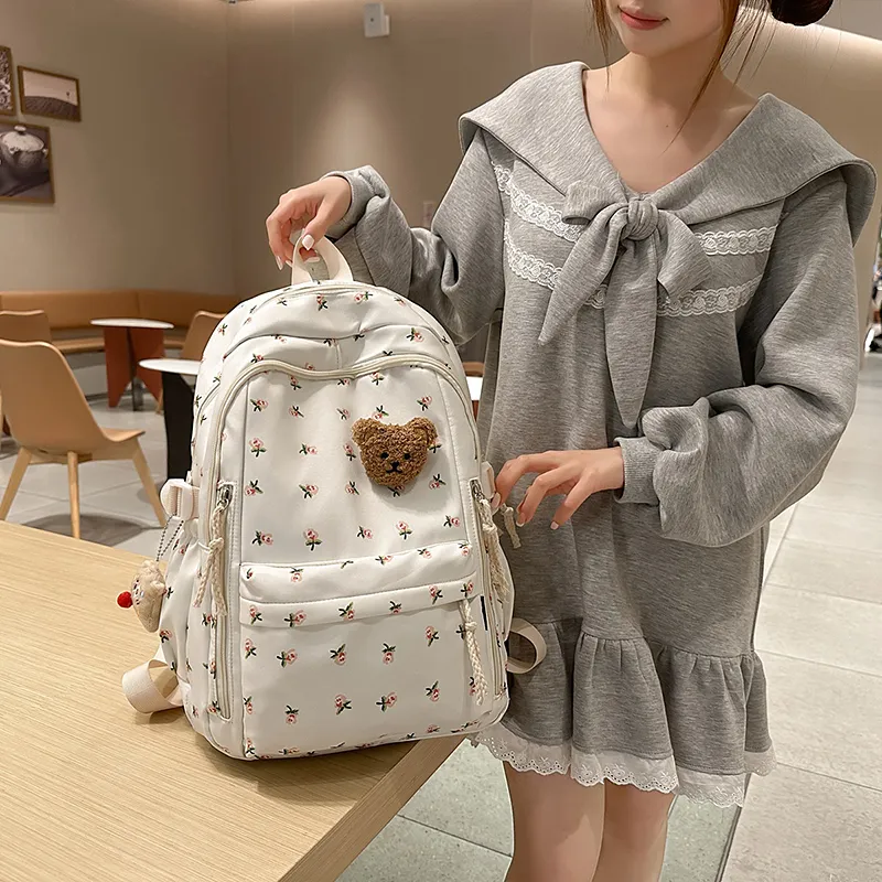 Single Warehouse Nylon Backpack Women's Polka Dot/Rose/Print-10