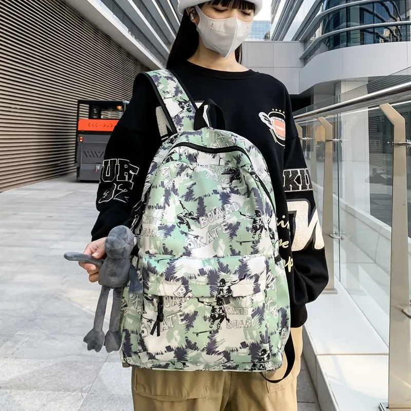 Single Warehouse Composite Cloth Backpack Regular Unisex Black/Green/Blue/Khaki-7