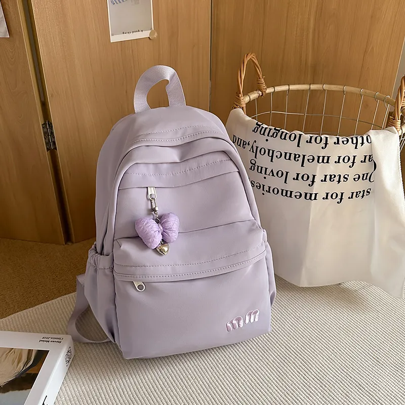 Single Warehouse Nylon Backpack Women's White/Black/Light Purple/Yellow/Blue/Pink-18
