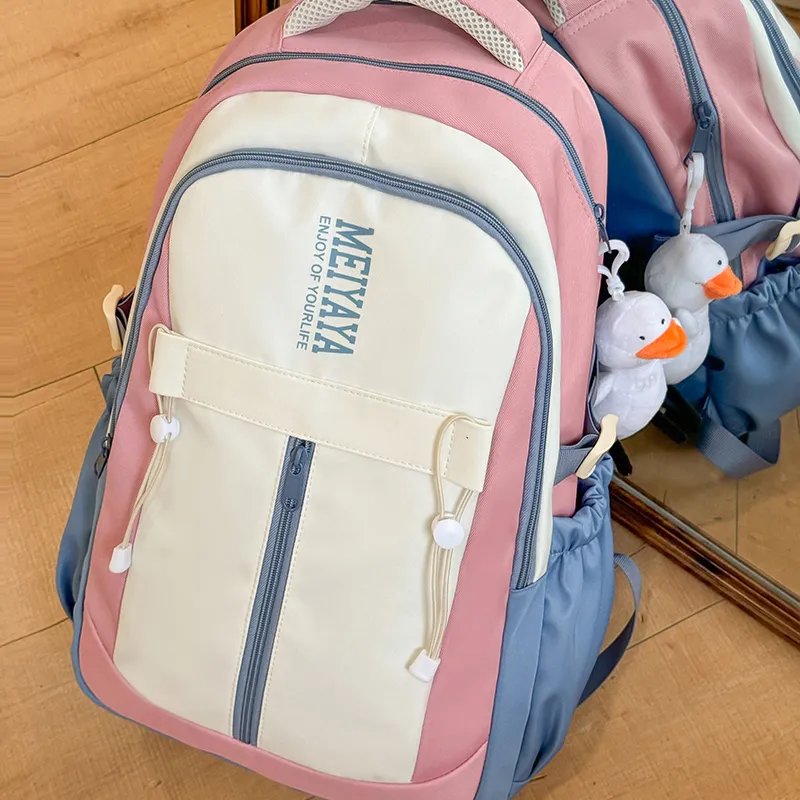 Single Warehouse Nylon Backpack Regular Unisex Dark Blue/Black/Pink/Burgundy/Yellow/Mint Green-10