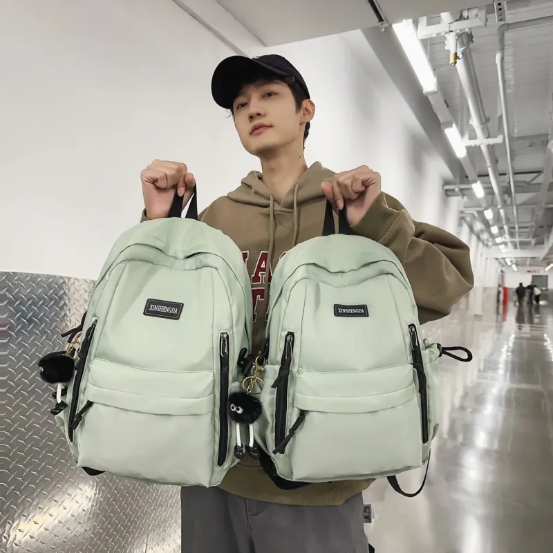 Single Warehouse Nylon Backpack Regular Unisex Black/Burgundy/Khaki/Light Green/Beige-27