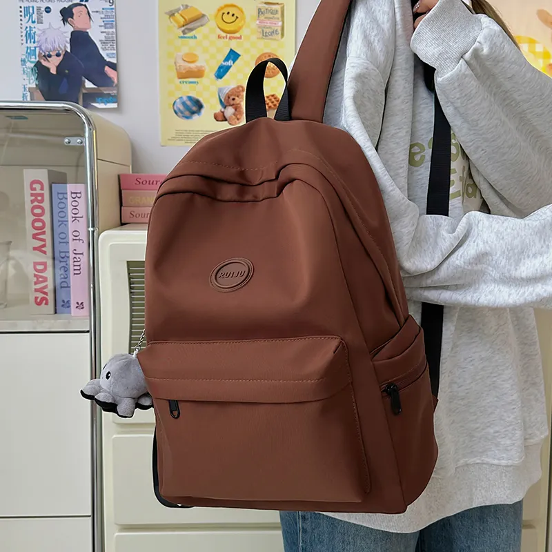 Single Warehouse Nylon Backpack Unisex White/Green/Brown/Black-15