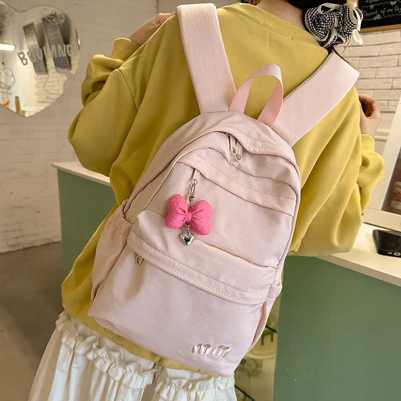 Single Warehouse Nylon Backpack Women's White/Black/Light Purple/Yellow/Blue/Pink-7