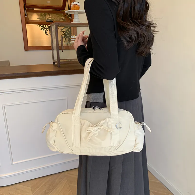 Single Warehouse Nylon Shoulder Bag Women's White/Green/Gray/Khaki/Black-3
