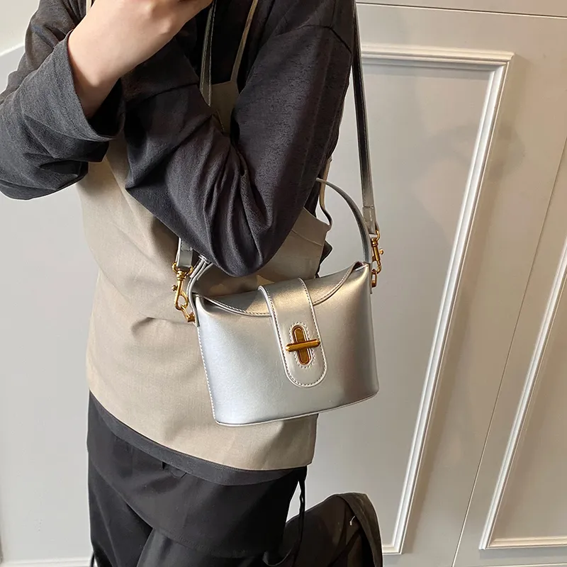 Single Warehouse PU Shoulder Bag, Handbag Regular Women's White/Silver/Brown/Black-8