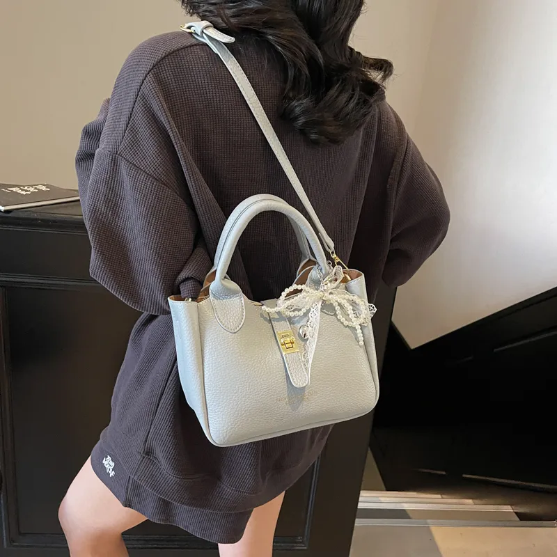 Single Warehouse PU Shoulder Bag, Crossbody Bag, Handbag Regular Women's Blue/Ecru/Pink/Black-8