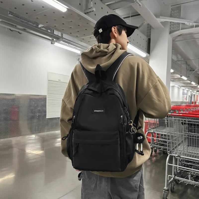 Single Warehouse Nylon Backpack Regular Unisex Black/Burgundy/Khaki/Light Green/Beige-11