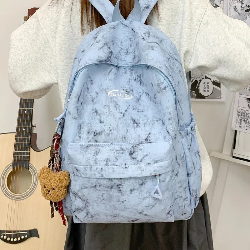 Single Warehouse Nylon Backpack Unisex White/Red/Blue/Black-14