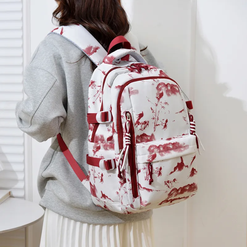 Single Warehouse Nylon Backpack Unisex Black/Burgundy/Green/Sky Blue/Pink-8