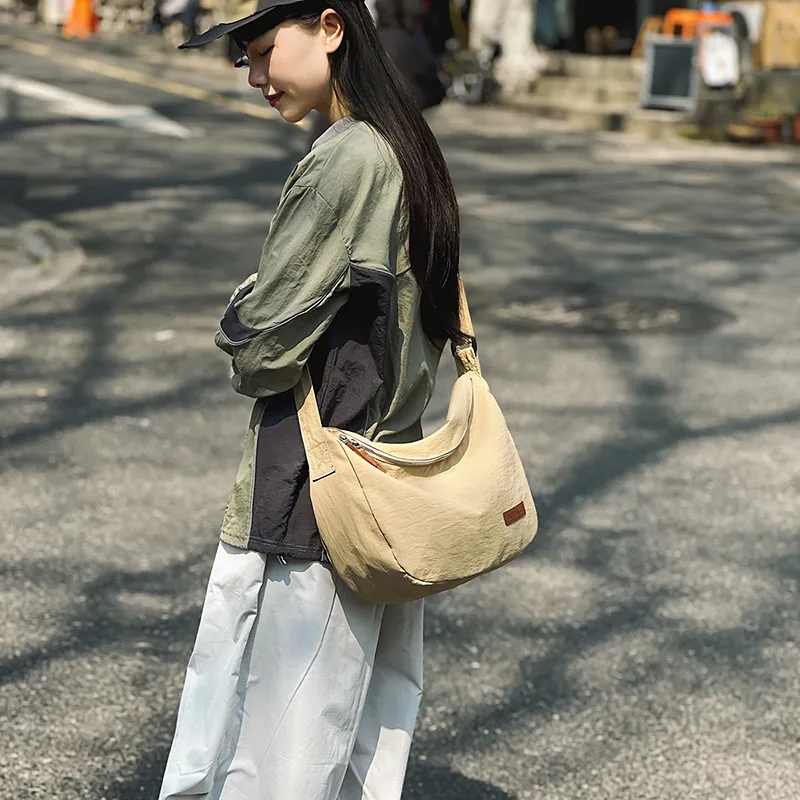 Single Warehouse Nylon Crossbody Bag, Shoulder Bag Regular Unisex White/Black/Khaki/Green-4