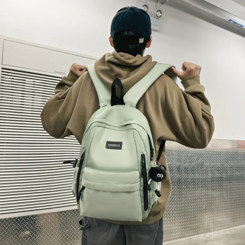 Single Warehouse Nylon Backpack Regular Unisex Black/Burgundy/Khaki/Light Green/Beige-25