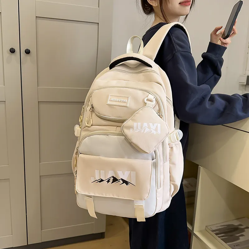 Single Warehouse Nylon Laptop Backpack Travel Backpack Unisex Multicolor-4