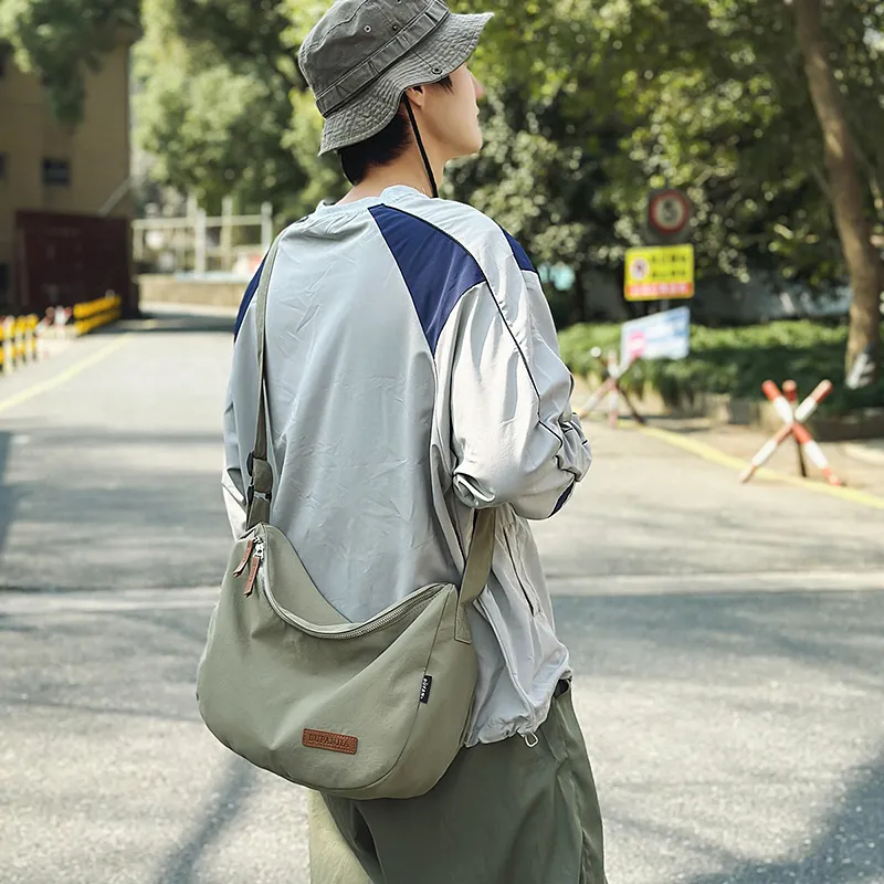 Single Warehouse Nylon Crossbody Bag, Shoulder Bag Regular Unisex White/Black/Khaki/Green-10