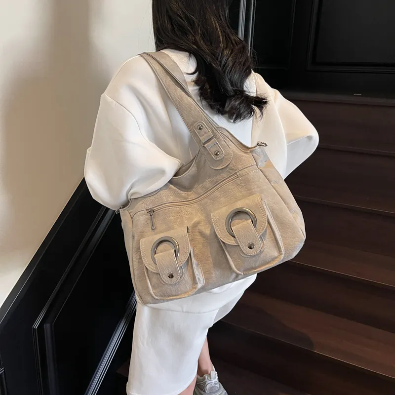 Single Warehouse PU Shoulder Bag Regular Women's Black/Ecru/Brown/Purple/Light Gray/Camel-25