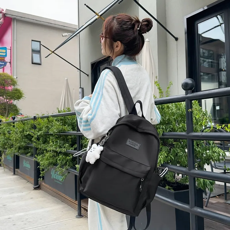 Single Warehouse Nylon Backpack Unisex White/Blue/Yellow/Black-19