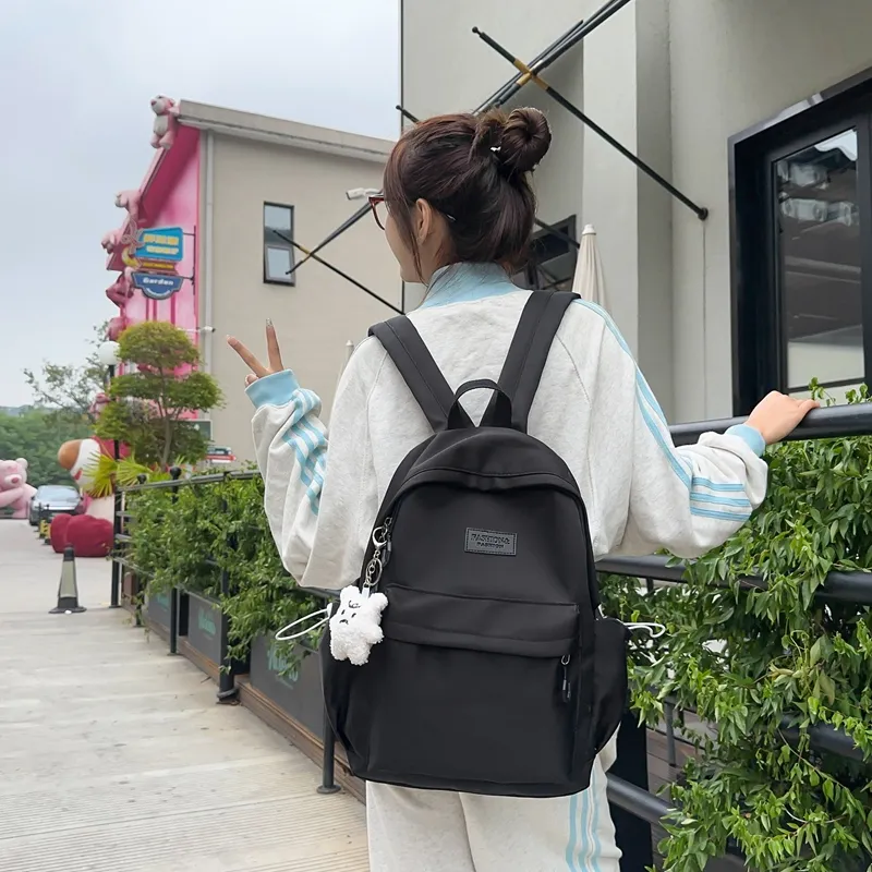 Single Warehouse Nylon Backpack Unisex White/Blue/Yellow/Black-16