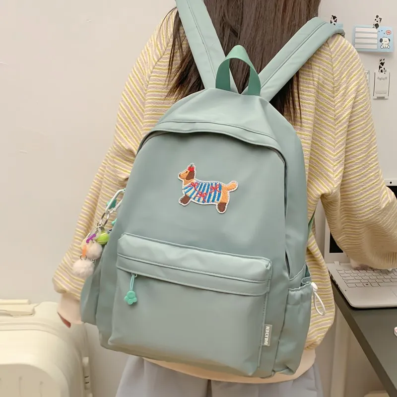 Single Warehouse Composite Cloth Backpack Unisex White/Blue/Black/Green-17