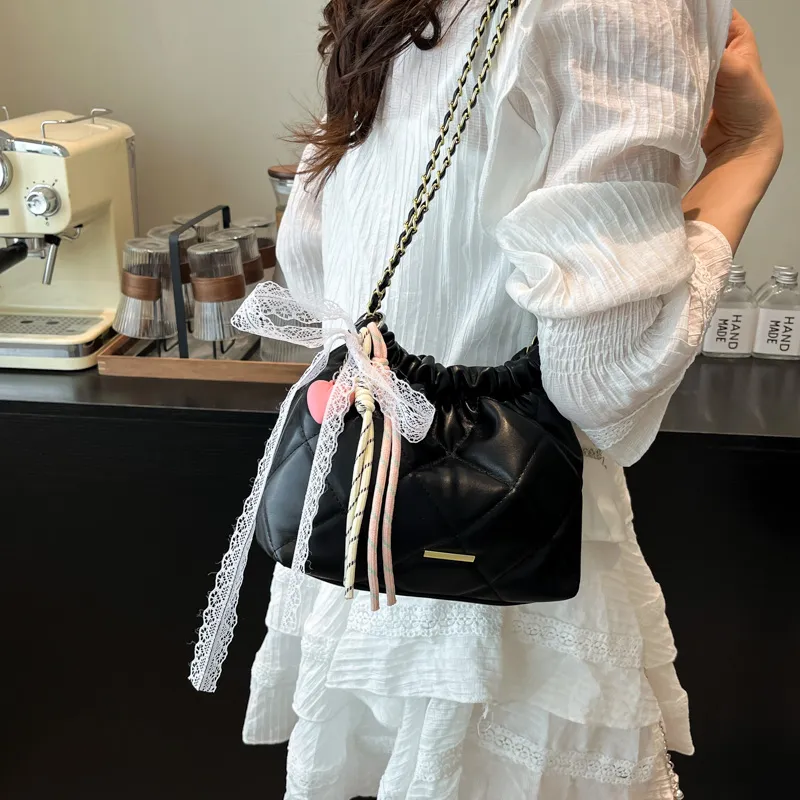 Single Warehouse PU Shoulder Bag Regular Women's White/Silver/Pink/Black-19