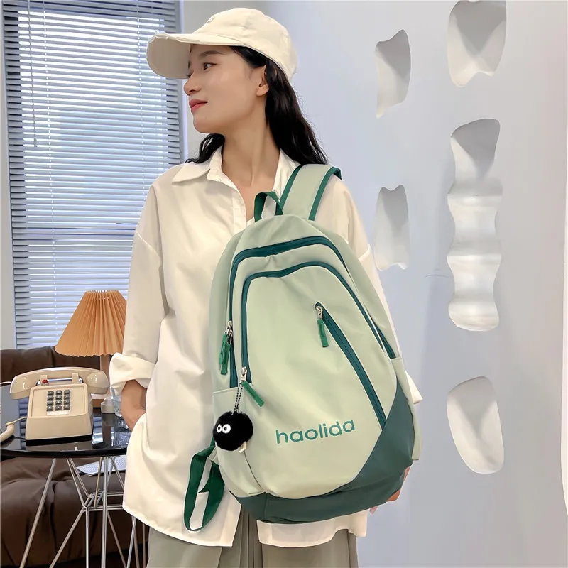 Single Warehouse Nylon Backpack Unisex White/Pink/Blue/Green/Black-19