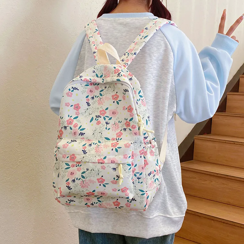 Single Warehouse Nylon Backpack Unisex Ecru/Green-6