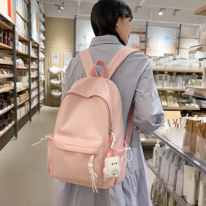 Single Warehouse Nylon Backpack Regular Unisex Black/Yellow/Orange/Green/White/Pink-16