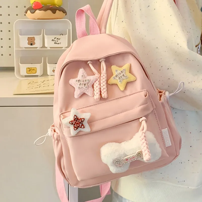 Single Warehouse Composite Cloth Backpack Women's Ecru/Pink/Yellow/Green/Black-10