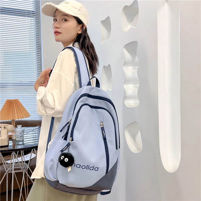 Single Warehouse Nylon Backpack Unisex White/Pink/Blue/Green/Black-13