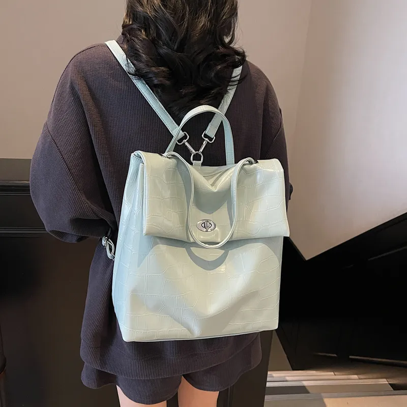 Single Warehouse PU Backpack Regular Women's Ecru/Pink/Blue/Black-16