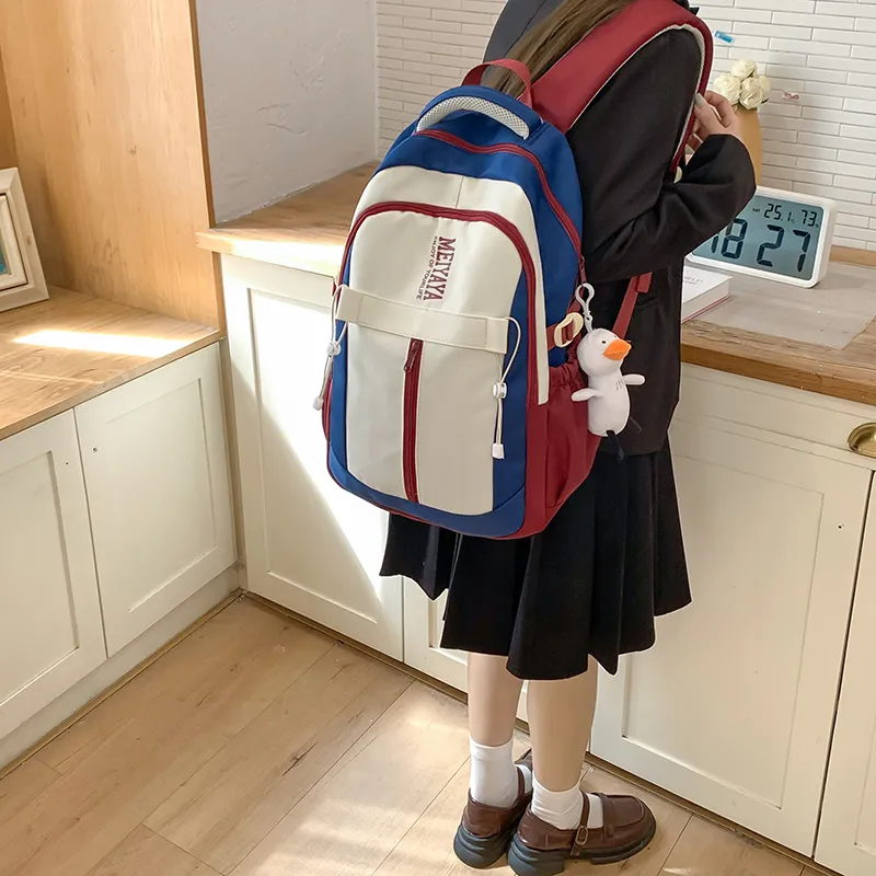 Single Warehouse Nylon Backpack Regular Unisex Dark Blue/Black/Pink/Burgundy/Yellow/Mint Green-2