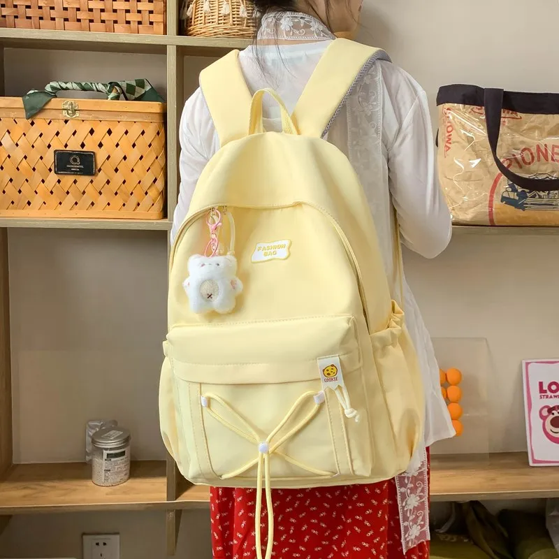 Single Warehouse Twill Backpack Unisex Black/Pink/Yellow/Light Green/Beige-12