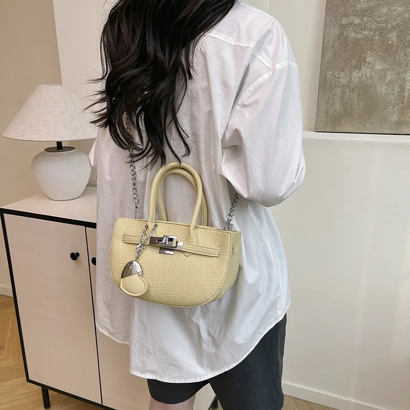 Single Warehouse PU Shoulder Bag Regular Women's White/Black/Yellow/Blue/Pink-8