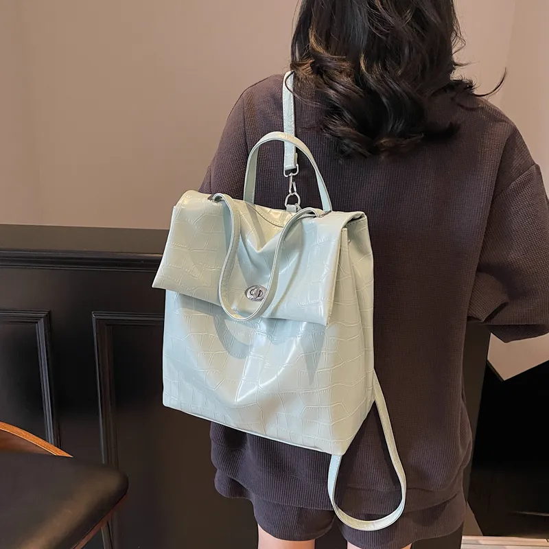 Single Warehouse PU Backpack Regular Women's Ecru/Pink/Blue/Black-14