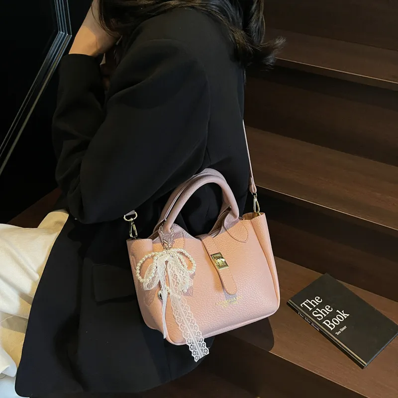 Single Warehouse PU Shoulder Bag, Crossbody Bag, Handbag Regular Women's Blue/Ecru/Pink/Black-13