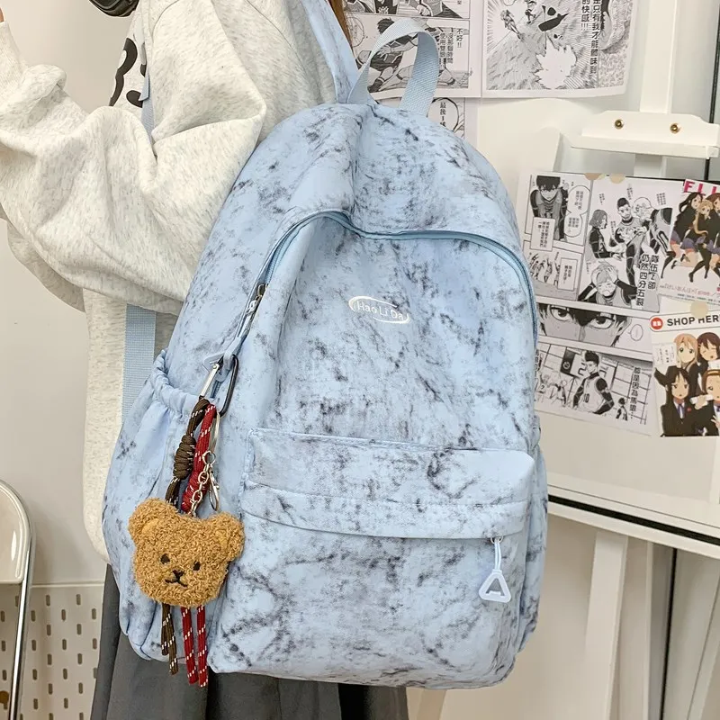 Single Warehouse Nylon Backpack Unisex White/Red/Blue/Black-11
