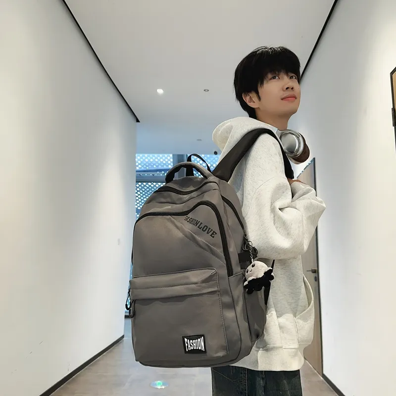 Single Warehouse Nylon Backpack Unisex White/Black/Gray/Khaki-11